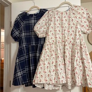 Hill House Navy Plaid and White Floral Dresses